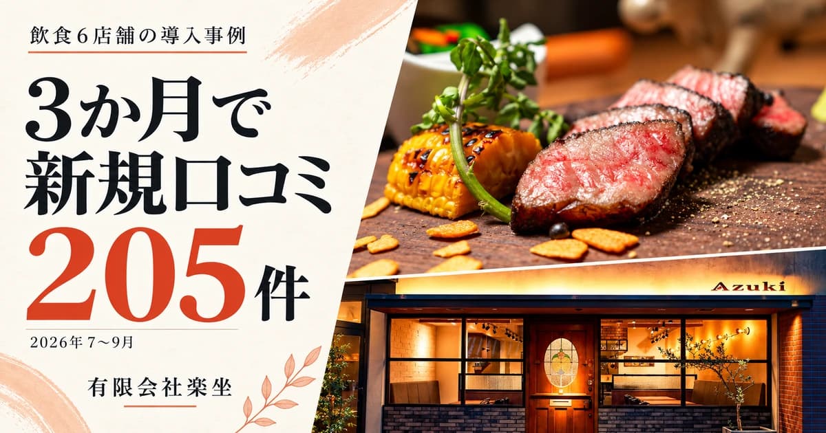 有限会社楽坐の飲食6店舗の導入事例サムネイル。公式写真を参照した生成・編集画像